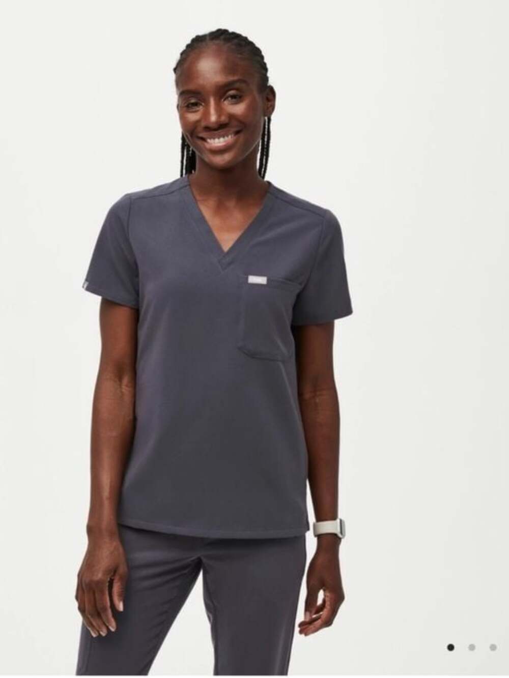FIGS Catarina Scrub Top Women’s Medium Graphite Gray Technical Collection V-Neck